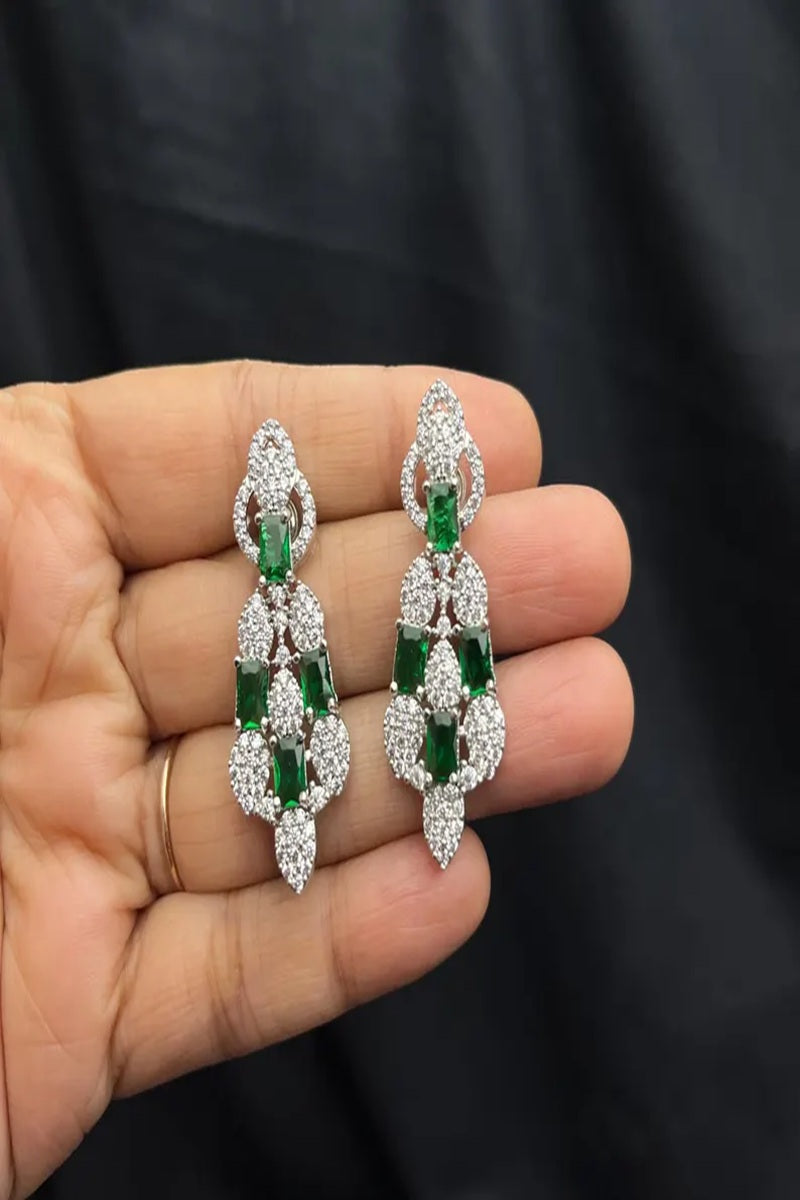 Vastrabhushan Emerald Green CZ Choker Necklace Set: Sterling Silver Bridal Jewelry | Grocsy