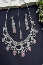 Vastrabhushan Bridal Pink Stone Choker Necklace Set: CZ Diamond Indian Wedding Jewelry | Grocsy