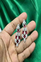 Vastrabhushan Ruby CZ Bridal Jewelry Set: Silver Choker Necklace & Dangle Earrings | Grocsy