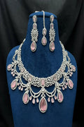 Vastrabhushan Bridal Pink Stone Choker Necklace Set: CZ Diamond Indian Wedding Jewelry | Grocsy