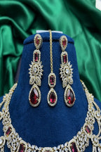 Vastrabhushan Red Stone Kundan Bridal Jewelry Set | Choker Necklace, Maang Tikka | Grocsy