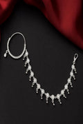 Vastrabhushan CZ Diamond Bridal Nath: Silver Indian Nose Ring with Chain | Grocsy