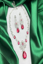 Vastrabhushan Bridal Ruby Red Necklace and Earring Set | CZ Diamond Choker | Grocsy