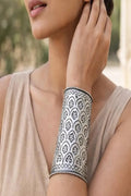 Vastrabhushan Oxidised Silver Hand Cuff Bracelet (set of 2) for Women, Floral Vintage Statement Cuff | Grocsy
