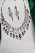 Vastrabhushan Bridal Ruby Red Necklace and Earring Set | CZ Diamond Choker | Grocsy