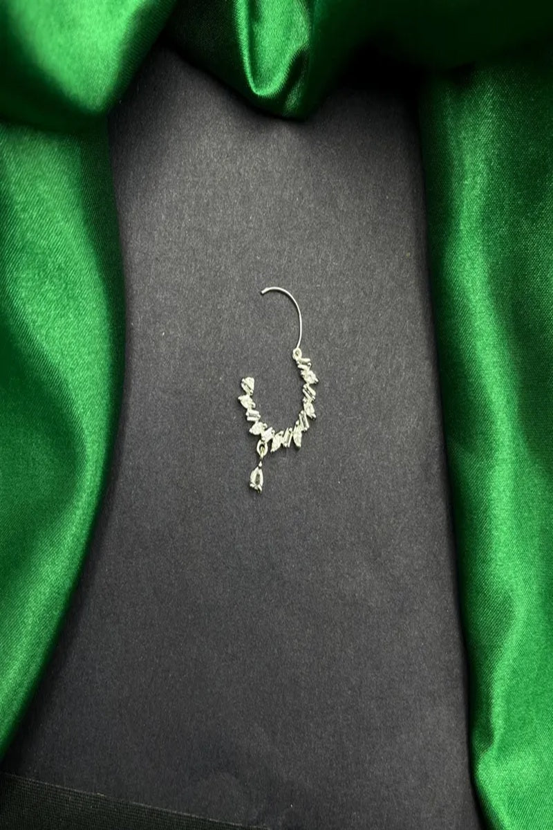 Vastrabhushan CZ Stone Silver Nose Ring Nath | Indian Bridal Jewelry | Grocsy