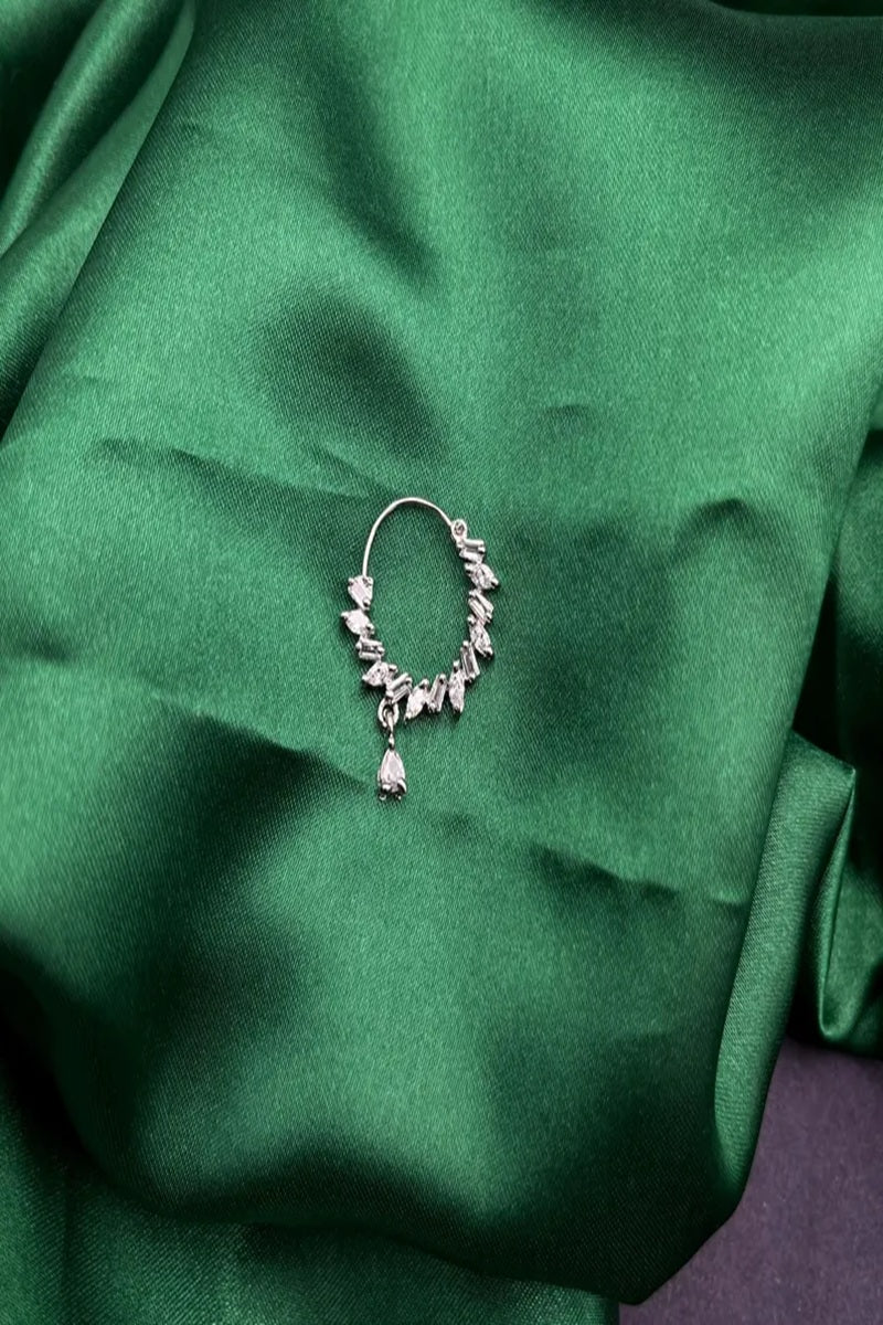 Vastrabhushan CZ Stone Silver Nose Ring Nath | Indian Bridal Jewelry | Grocsy