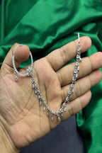 Vastrabhushan Silver Look Piercing Bridal Nath with Chain | CZ Stone Indian Nose Ring | Grocsy