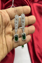 Vastrabhushan Emerald Green AD Bridal Jewelry Set | American Diamond Necklace & Earrings | Grocsy