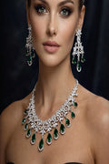 Vastrabhushan Emerald Green CZ Necklace Set: Indian Bollywood Jewelry | Grocsy