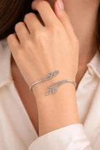 Vastrabhushan Oxidized Silver Leaf Cuff Bracelet|Adjustable Boho Open Bangle | Grocsy