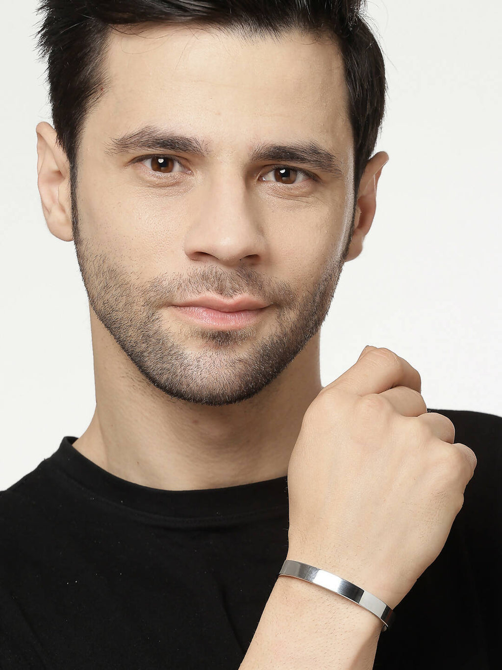 NVR Men Silver Stainless Steel Cuff Bracelet | Grocsy