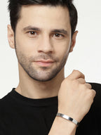 NVR Men Silver Stainless Steel Cuff Bracelet | Grocsy