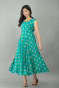 Vamika Sky Blue Rayon Gold Printed Party Wear/Casual Wear Kurti | Grocsy