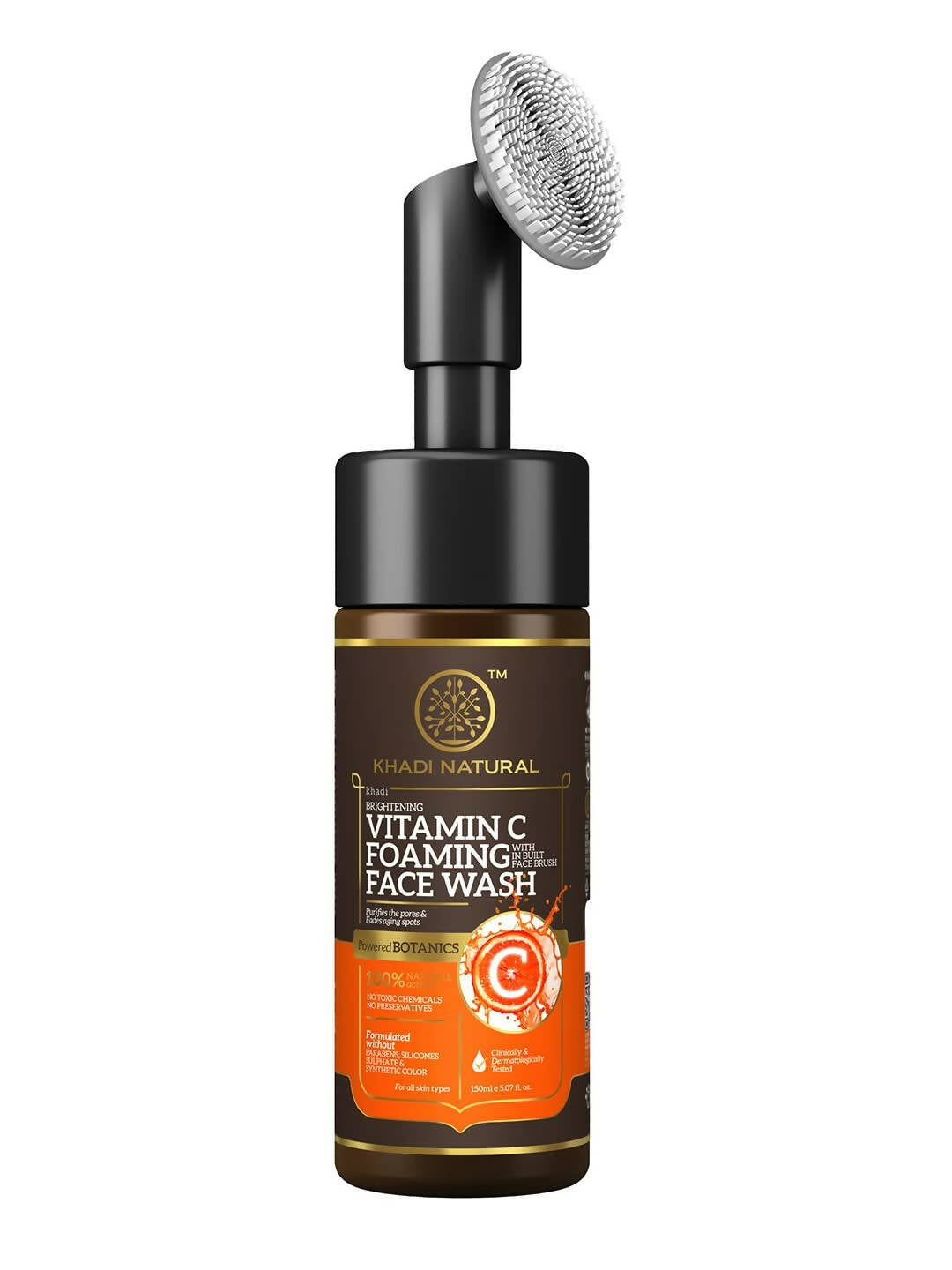 Khadi Natural Vitamin C Foaming Face Wash with In- Built Face Brush | Grocsy