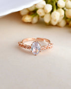 VOJ white CZ-detail Stainless Steel Cubic Zirconia Gold-Polished adjustable finger Ring | Grocsy