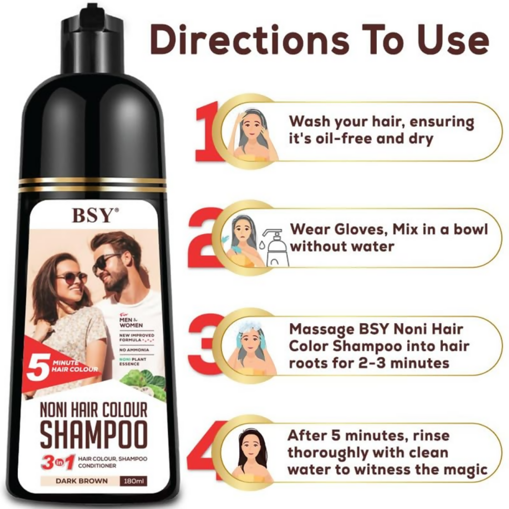 Bsy 5-Min 3 IN 1 Natural Hair colour shampoo - Brown | Grocsy