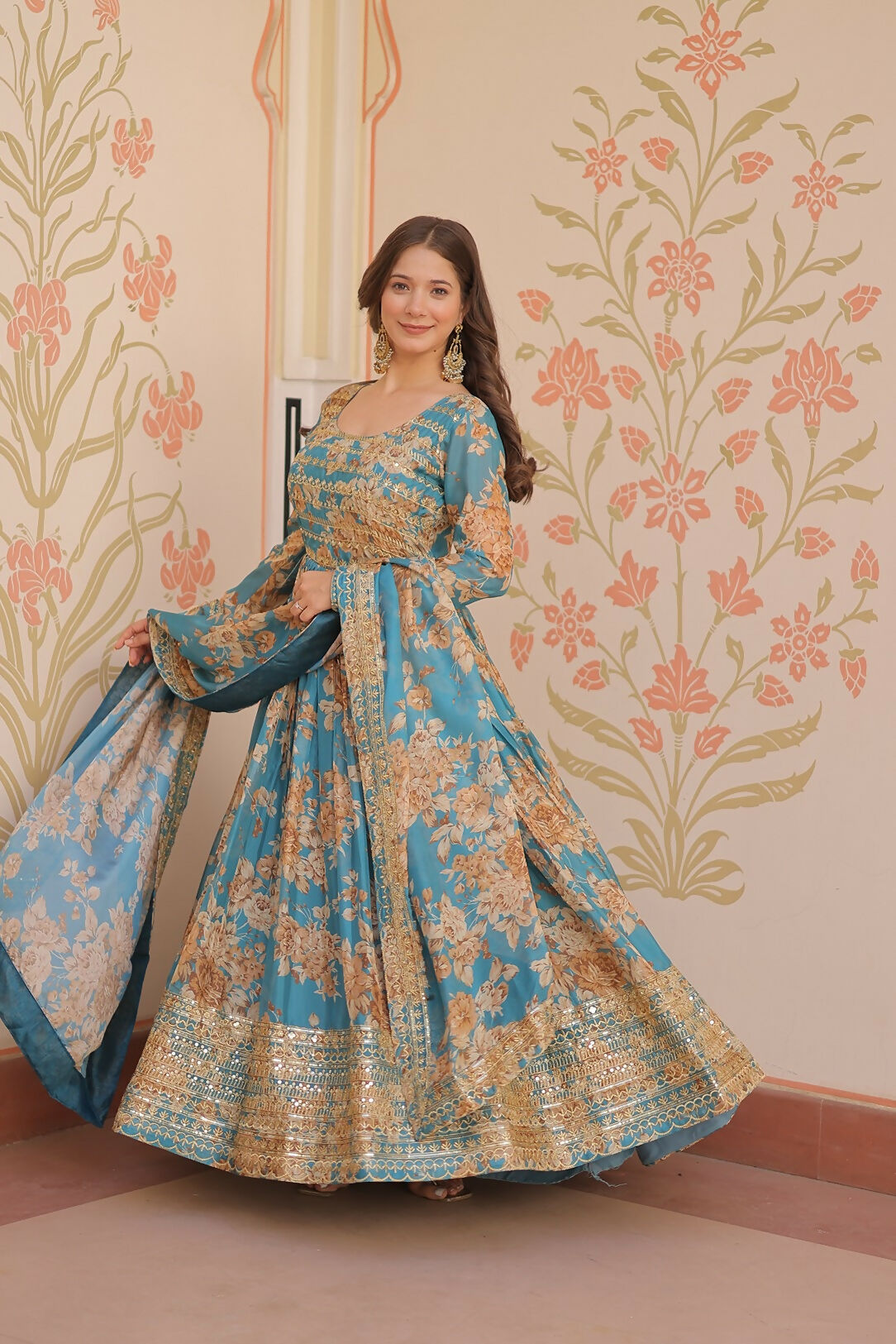 Joban Fashion Rama Silk Sequence Embroidery Work Kurta Set | Grocsy