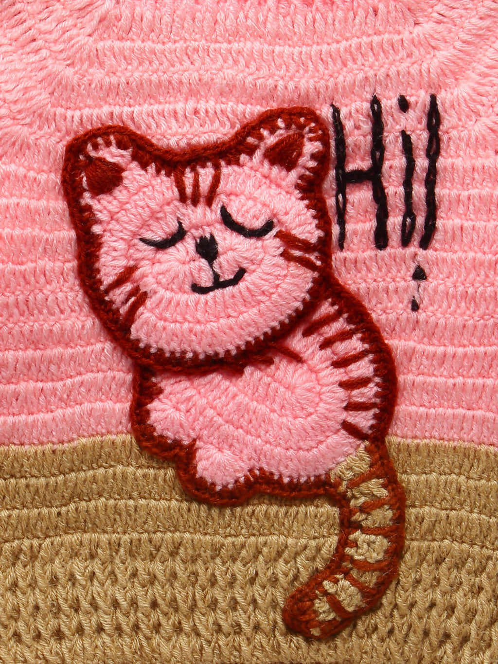 Chutput Kids Pink Kitty Design Solid Pullover Sweater | Grocsy