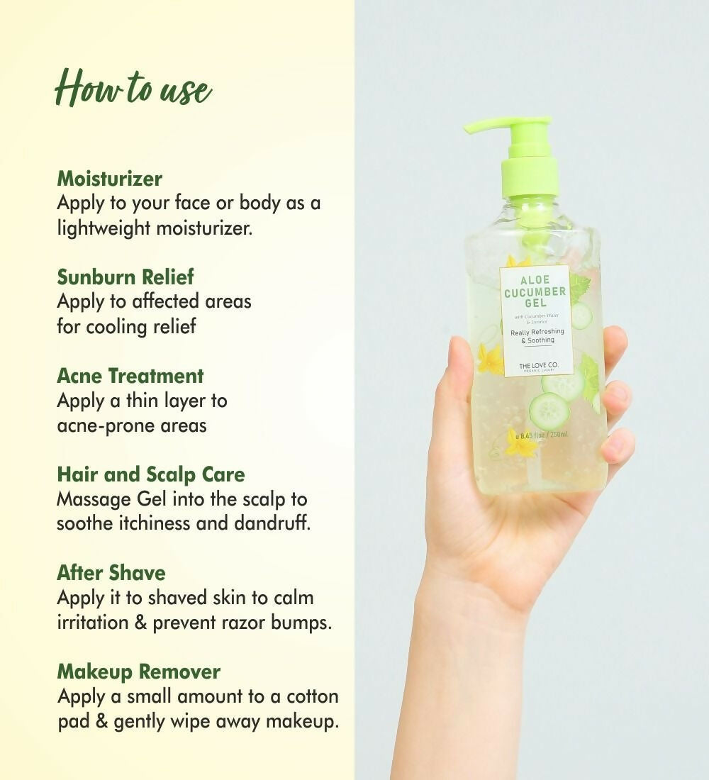 The Love Co. Cucumber Aloe Vera Gel For Face | Grocsy