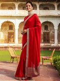 Lorenvalley Fashion Red Vichitra Silk with Sequence coding Work Saree with Blouse | Grocsy