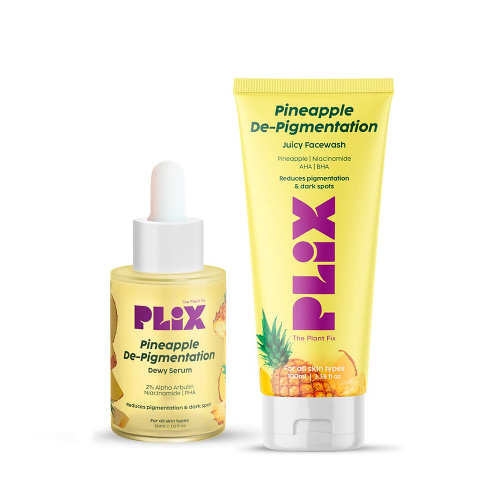 PLIX The Plant Pineapple De-Pigmentation Regime with Juicy Facewash & Serum | Grocsy