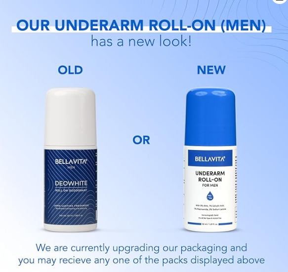 Bella Vita Deo White Natural Underarm Roll On Deodorant for Men | Grocsy