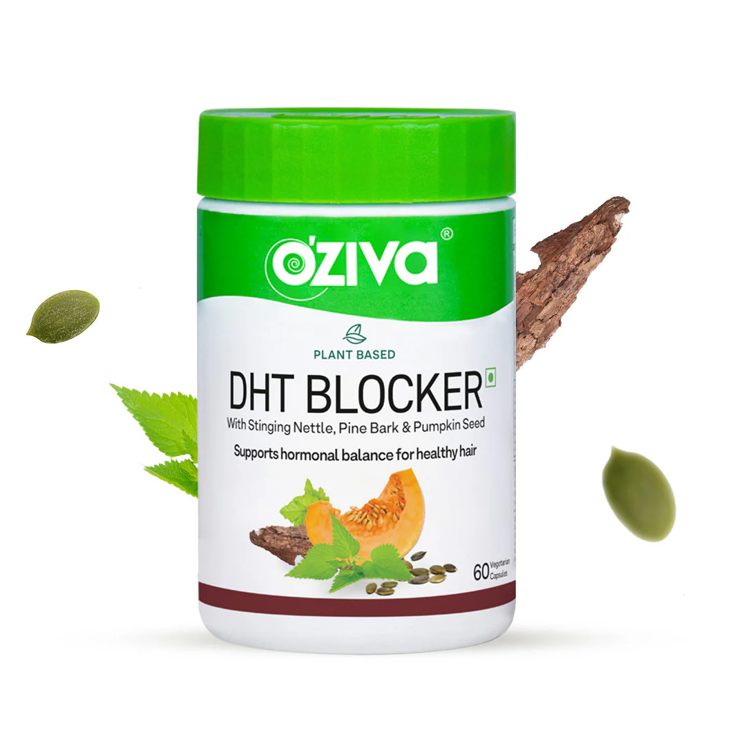 OZiva Plant Based DHT Blocker For Hair Fall Control With Stinging Nettle Extract | Grocsy