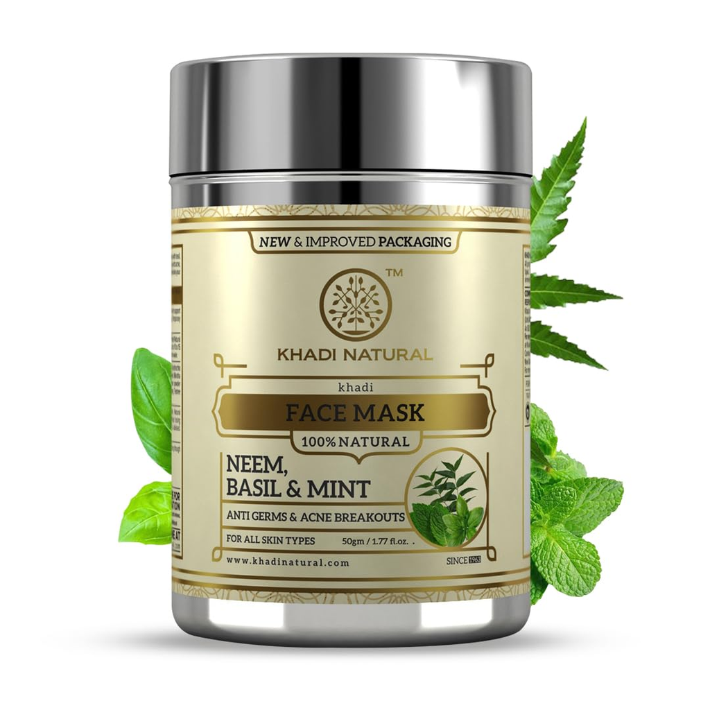 Khadi Natural Neem Basil & Mint Herbal Face Mask | Grocsy