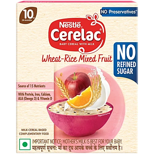 Nestle Cerelac Baby Cereal With Milk Wheat - Rice Mixed Fruit | Grocsy