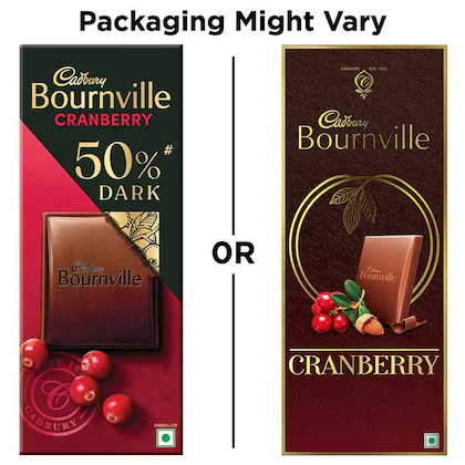 Cadbury Bournville Dark Chocolate Bar with Cranberry, 80g (Pack of 5) | Grocsy