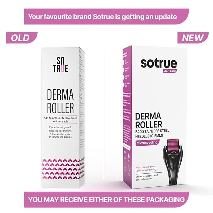 Sotrue Derma Roller For Hair Growth 0.5 mm with 540 Stainless Steel Needles - Repairs Damaged Hair, Activates Hair Follicles | Grocsy