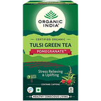 Organic India Tulsi Green Tea, Pomegranate, 25 Tea Bags | Grocsy