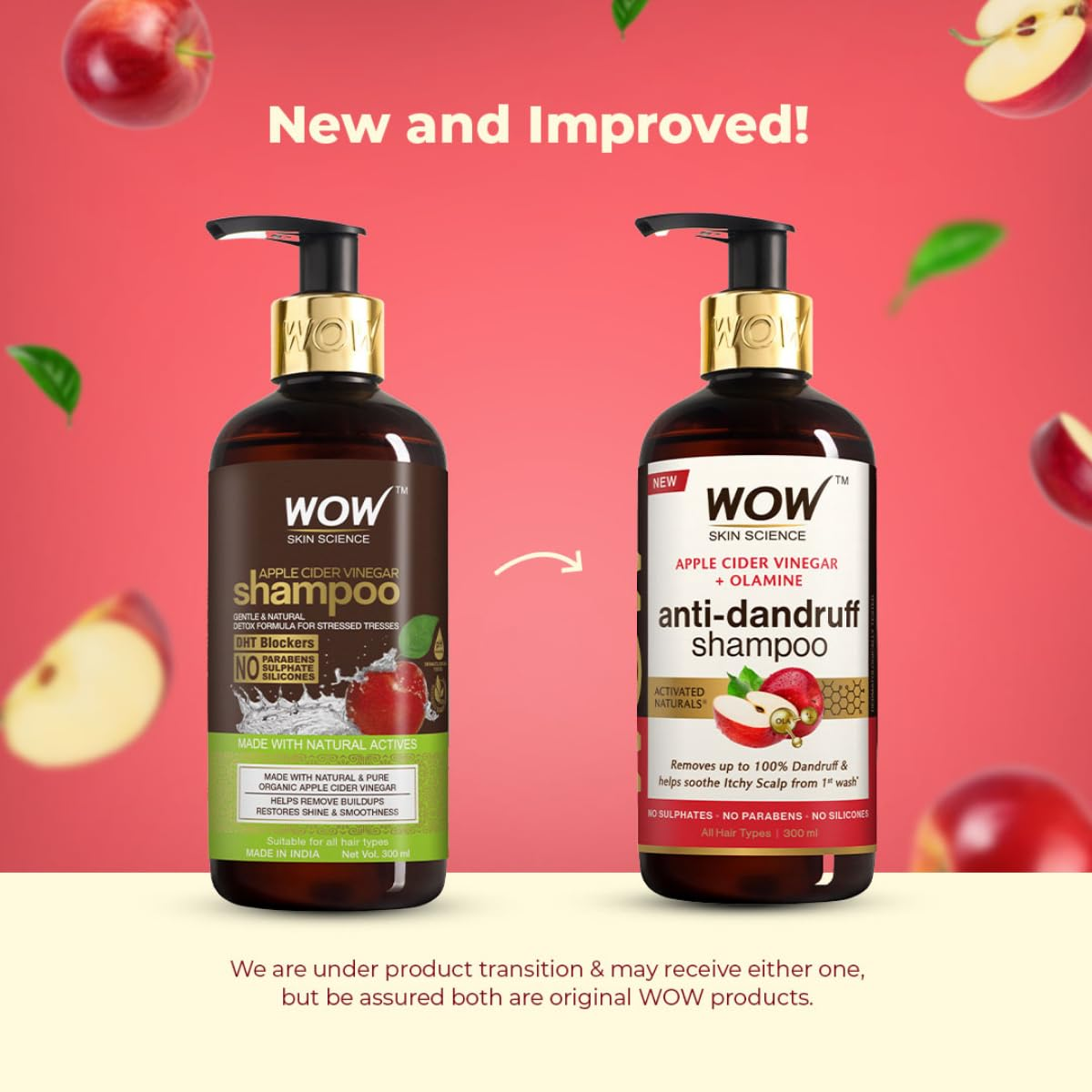 Wow Skin Science Apple Cider Vinegar Shampoo and Hair Conditioner Combo | Grocsy