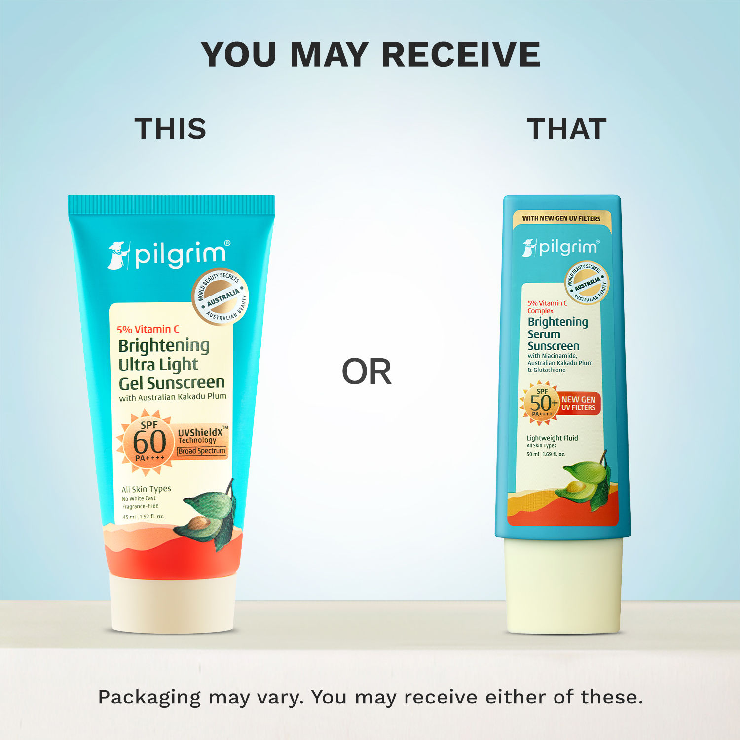Pilgrim 5% Vitamin C Brightening Ultra Light Gel Sunscreen SPF 60 PA++++ | Grocsy