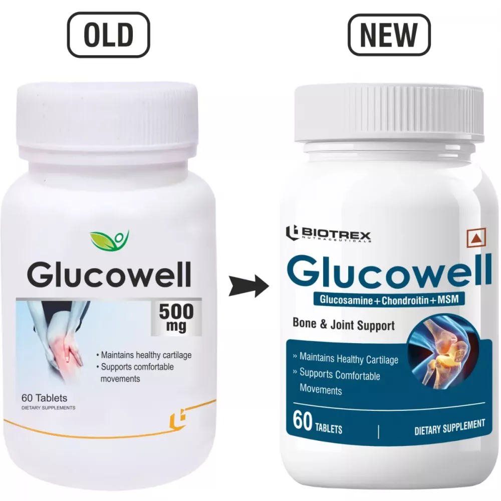 Biotrex Glucowell Glucosamine, Msm & Chondroitin 500mg Tablets | Grocsy