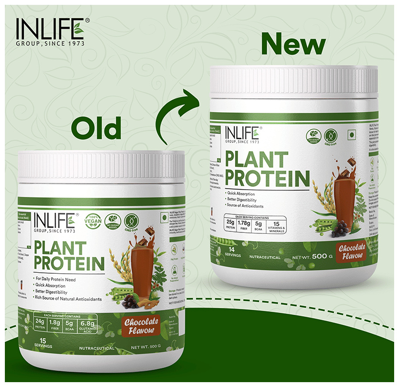 Inlife Vegan Plant Protein Powder Chocolate Flavour | Grocsy