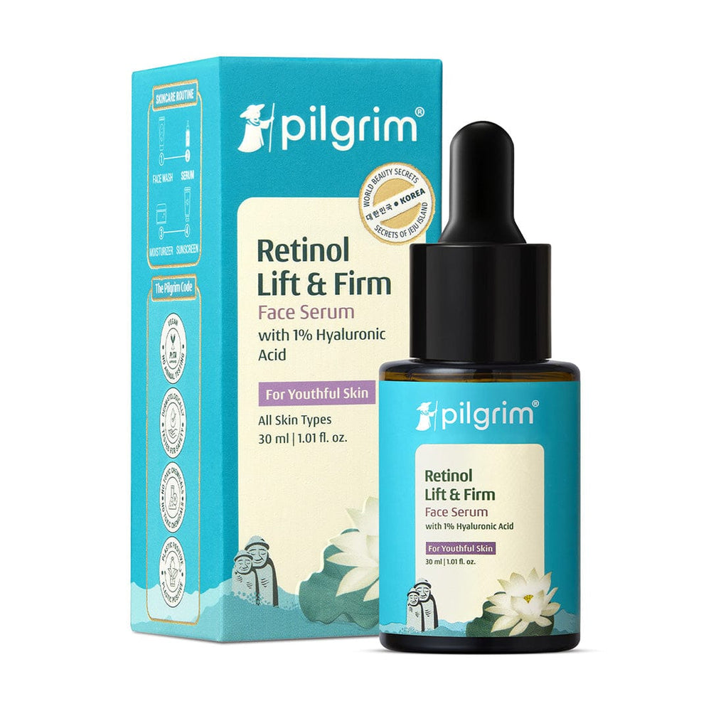 Pilgrim Korean 0.5% Retinol & 1% Hyaluronic Acid Lift & Firm Anti Aging Serum, Reduce Fine Lines & Wrinkles | Grocsy