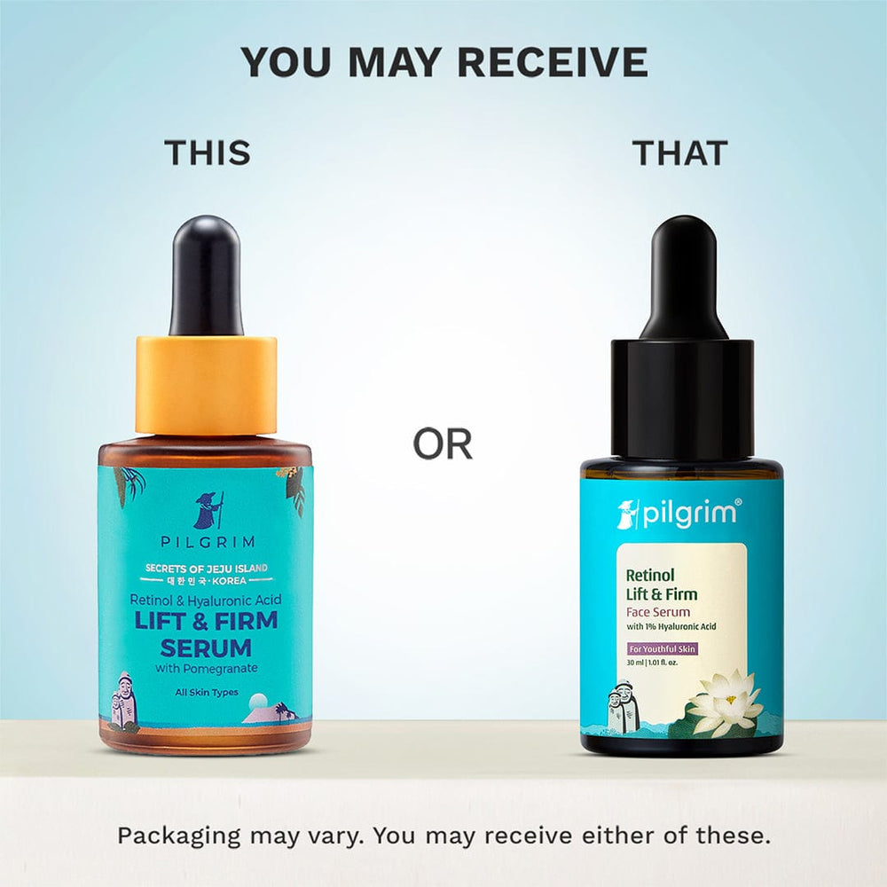 Pilgrim Korean 0.5% Retinol & 1% Hyaluronic Acid Lift & Firm Anti Aging Serum, Reduce Fine Lines & Wrinkles | Grocsy