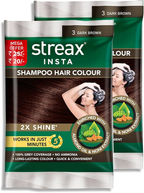 Streax Insta Shampoo Hair Colour for Women & Men, Dark Brown 3 | Grocsy