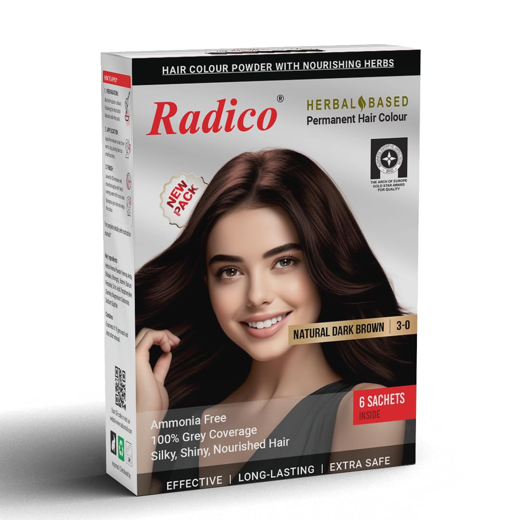 Radico Natural Herbal Based Permanent Hair Color - Dark Brown | Grocsy