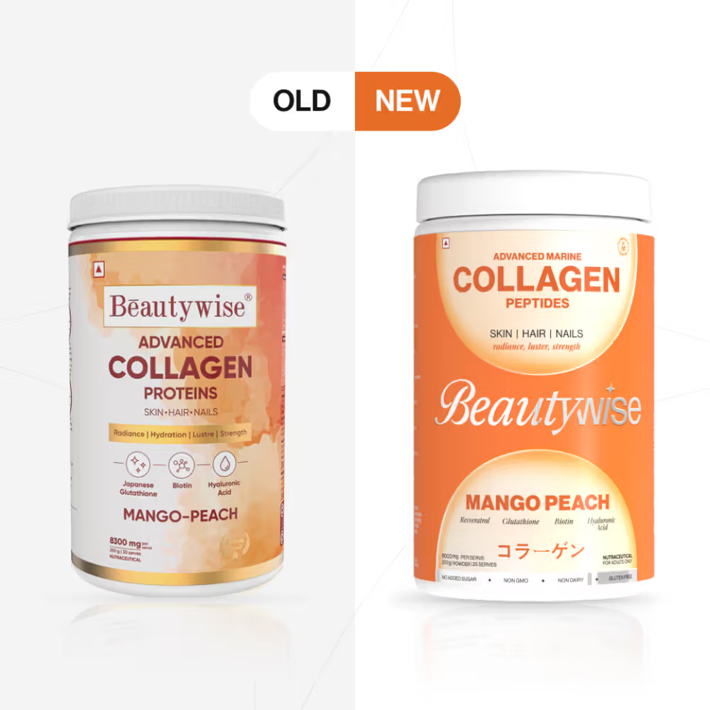 Beautywise Advanced Marine Collagen Anti-Aging Powder - Glutathione, HA & Biotin - Mango-Peach | Grocsy