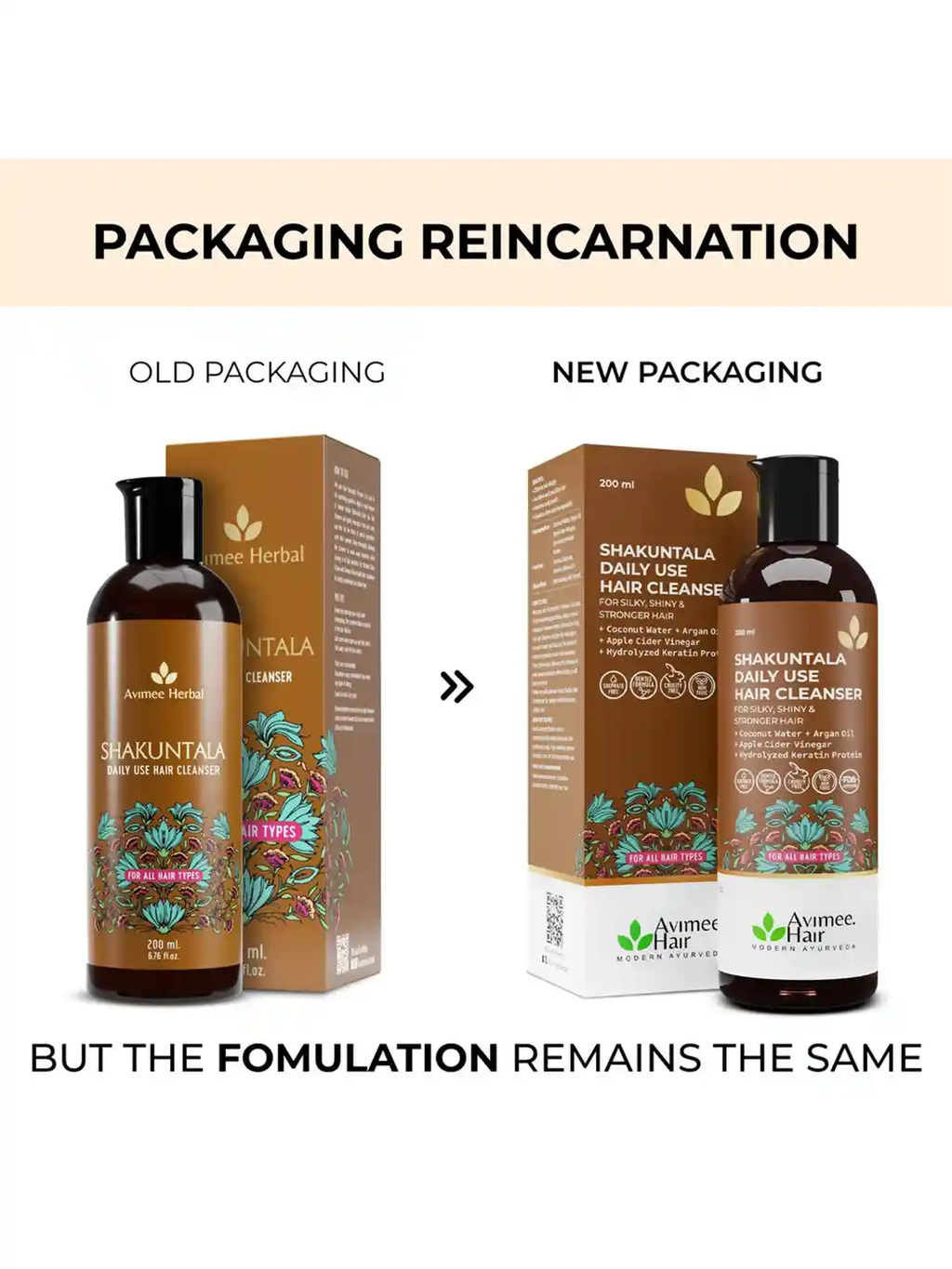Avimee Herbal Shakuntala Hair Cleanser/Shampoo For Silky & Shiny Hair With Aloe Vera, Apple Cider Vinegar, Rice Protein & Keratin Protein | Grocsy