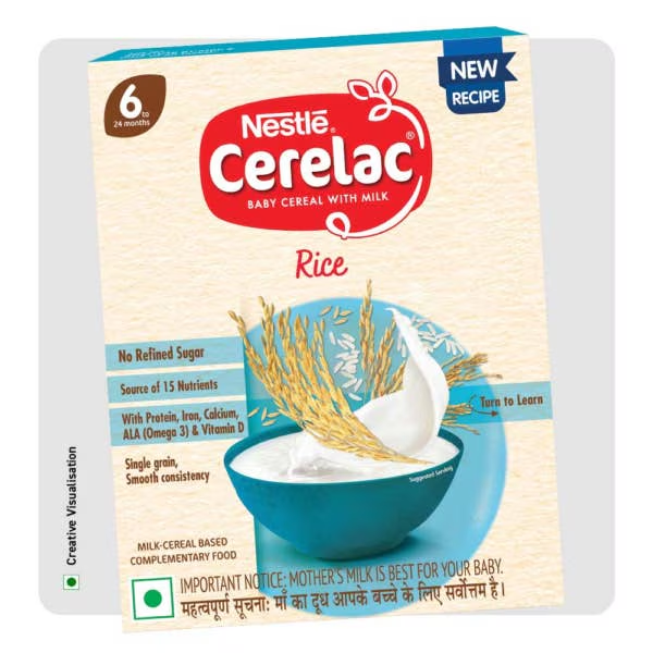 Nestle Cerelac Baby Cereal with Milk - Rice, From 6-12 Months | Grocsy
