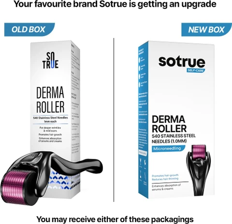 Sotrue Derma Roller For Hair Growth 1 mm with 540 Stainless Steel Needles - Activates Hair Follicles, For Hair Fall & Hair Thickening, Reduces Acne Scars | Grocsy