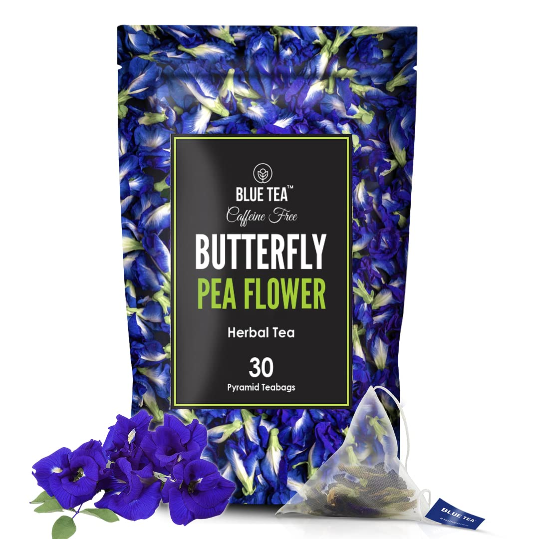 Blue Tea Butterfly Pea Herbal Tea Bags | Anti-Oxidant Rich Herbal Flower Based Caffeine Free - No Preservatives | Detox Tea Natural Premium Herbal Tea | Grocsy