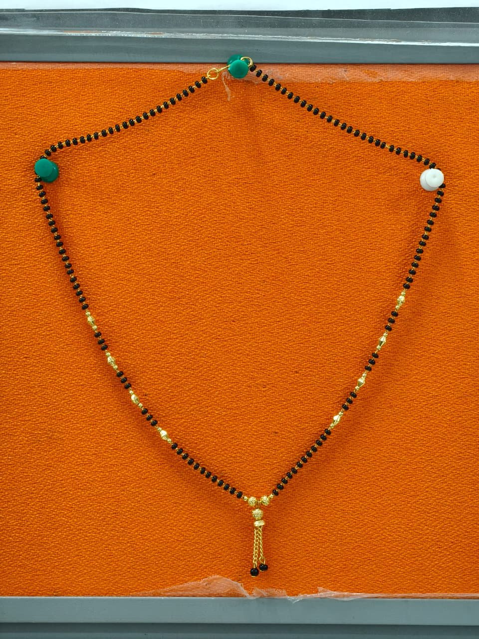NVR Women Ethnic Gold-Polished Beaded Mangalsutra | Grocsy