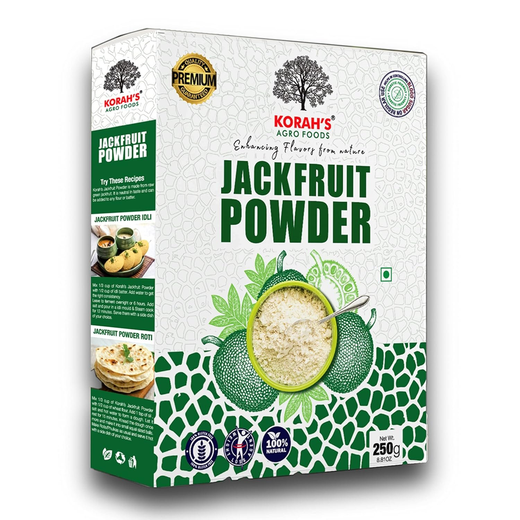 Korah's Green Jackfruit Powder | Gluten Free Raw Green Jack Fruit Flour | Kathal Powder Control Blood Sugar Levels, Healthy Diet Immunity Booster | Grocsy
