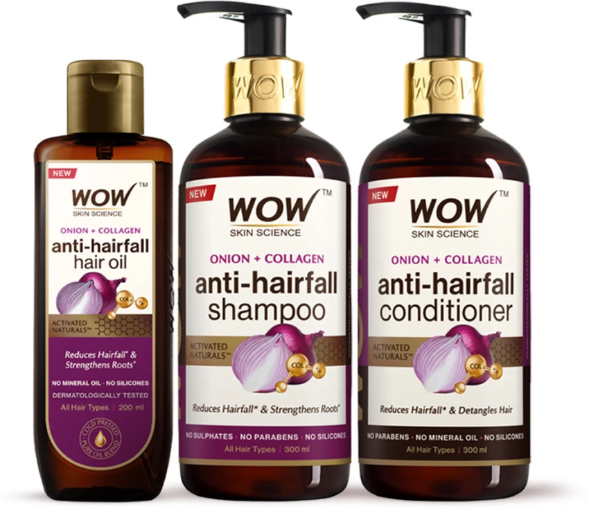 Wow Skin Science Onion Black Seed Oil Ultimate Hair Care Kit | Grocsy