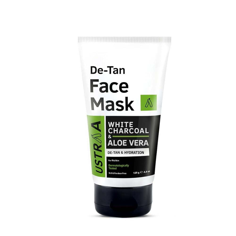 Ustraa Charcoal & Alove Vera De-Tan White Face Mask | Grocsy